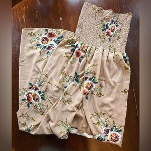 Pink strapless floral maxi dress